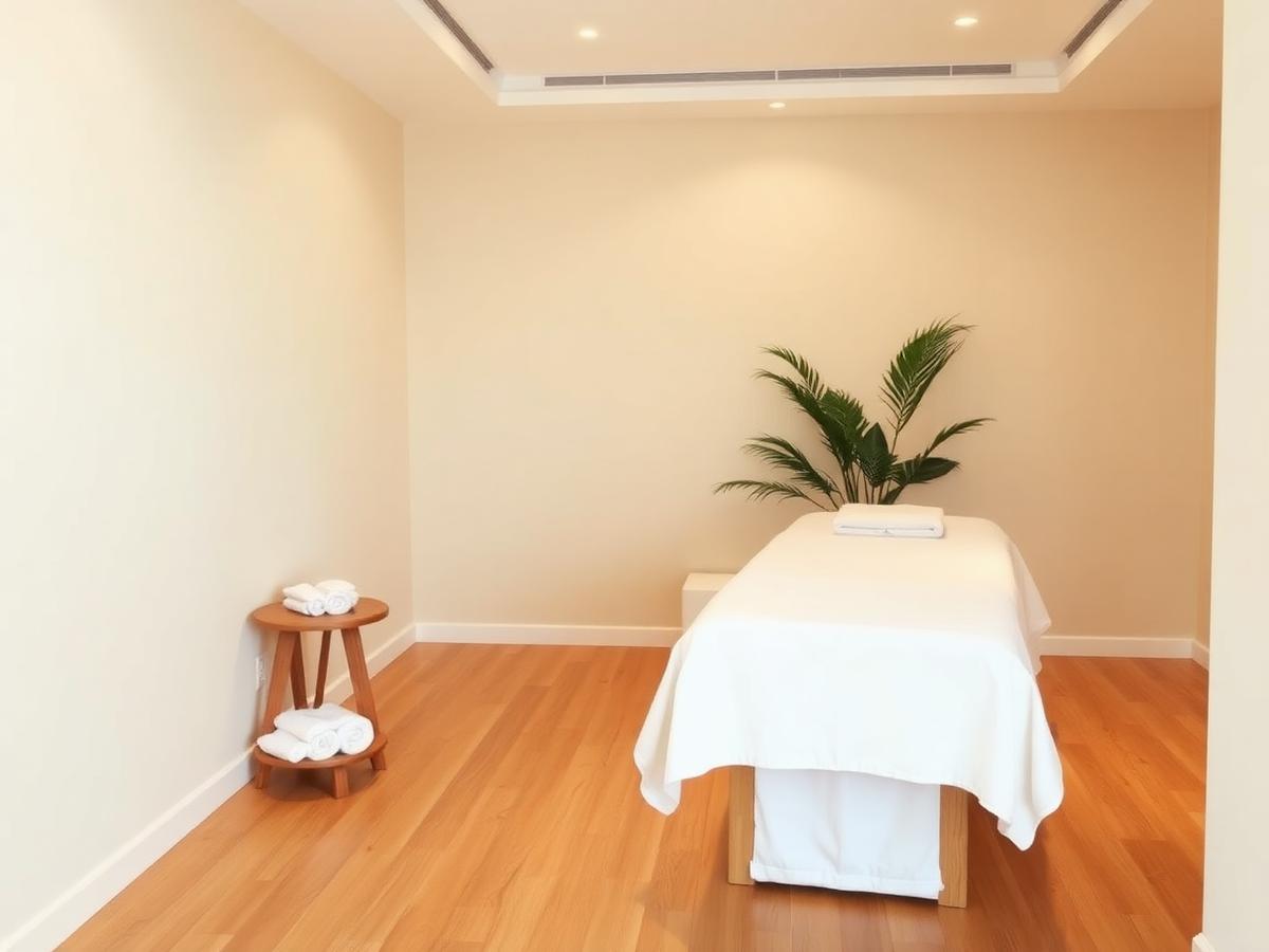 Calm massage treatment room